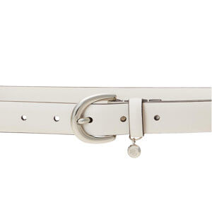 Lauren Ralph Lauren White Charm Crosshatch Leather Belt